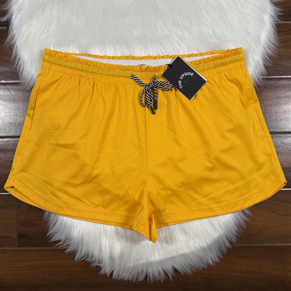 The Upside Women's Size XL Dunes Era Drawstring Athletic Shorts Marigold Yellow